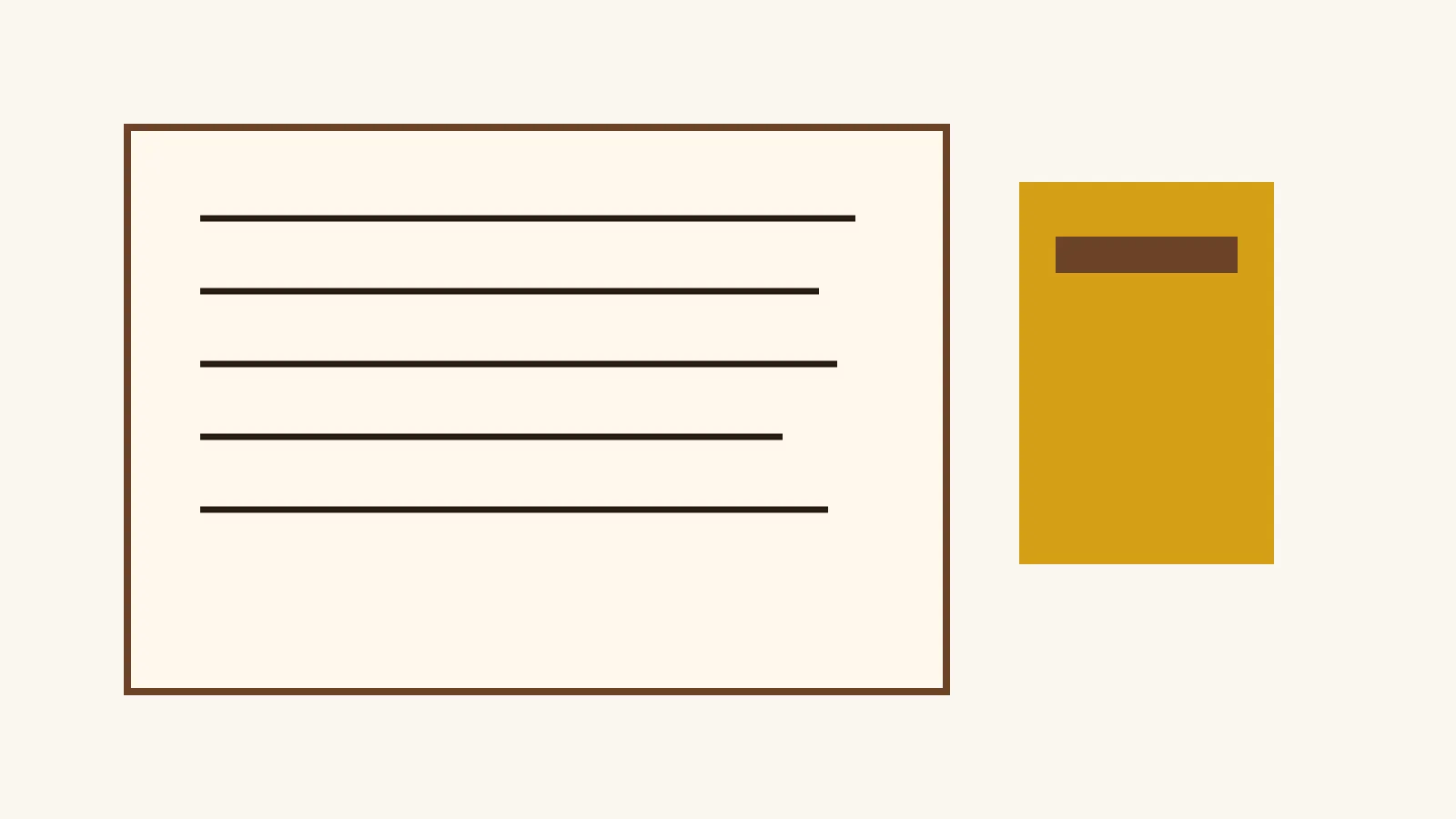 A cream manuscript page with walnut lines and a mustard strip